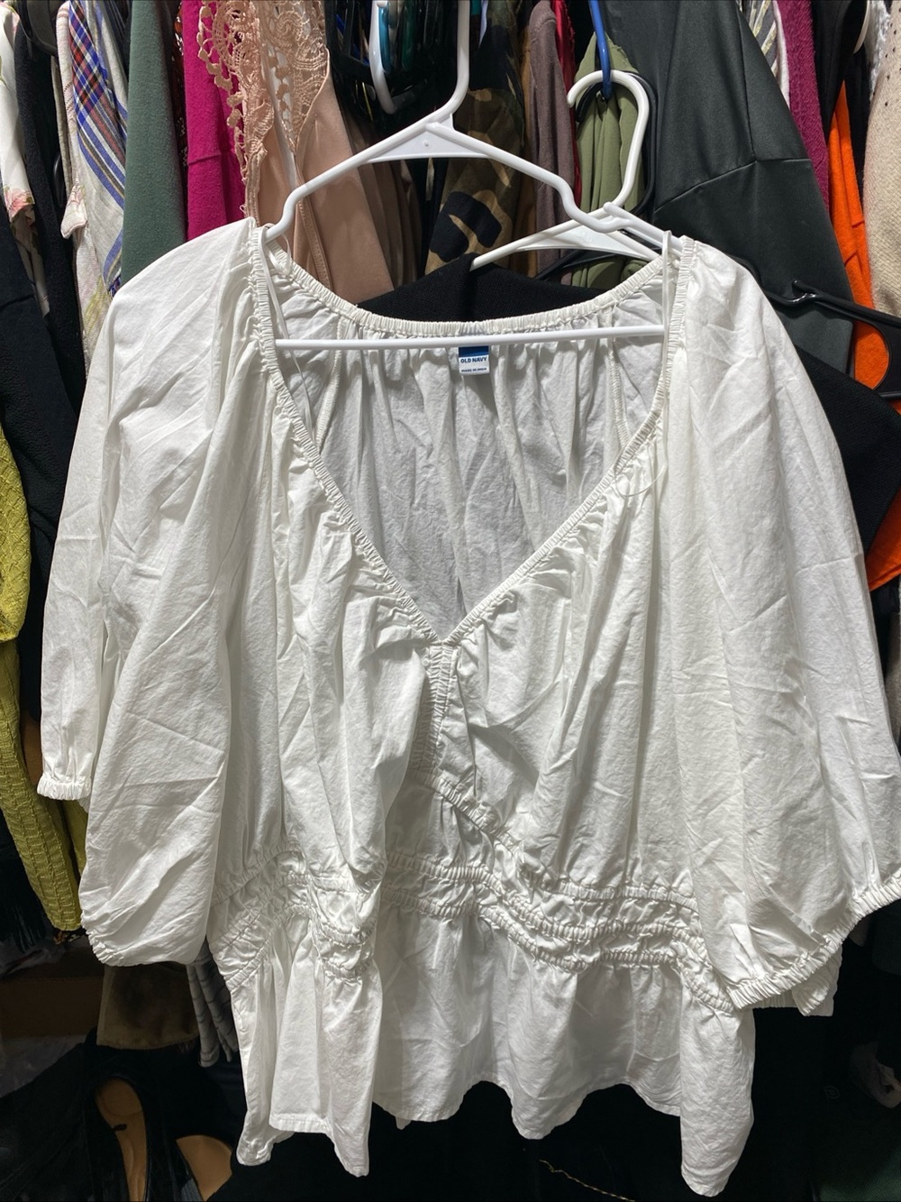 Old Navy White Peasant-Style Women's Blouse